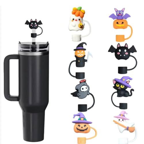 HASTHIP® 8 Packs Halloween Straw Cover Cap Ghost Silicone for Stanley 30&40 Oz Tumbler Reusable Straw Tips Lids Halloween Stanley Cup Accessories HASTHIP® 8 Packs Halloween Straw Cover Cap Ghost Silicone for Stanley 30&40 Oz Tumbler Reusable Straw Tips Lids Halloween Stanley Cup Accessories